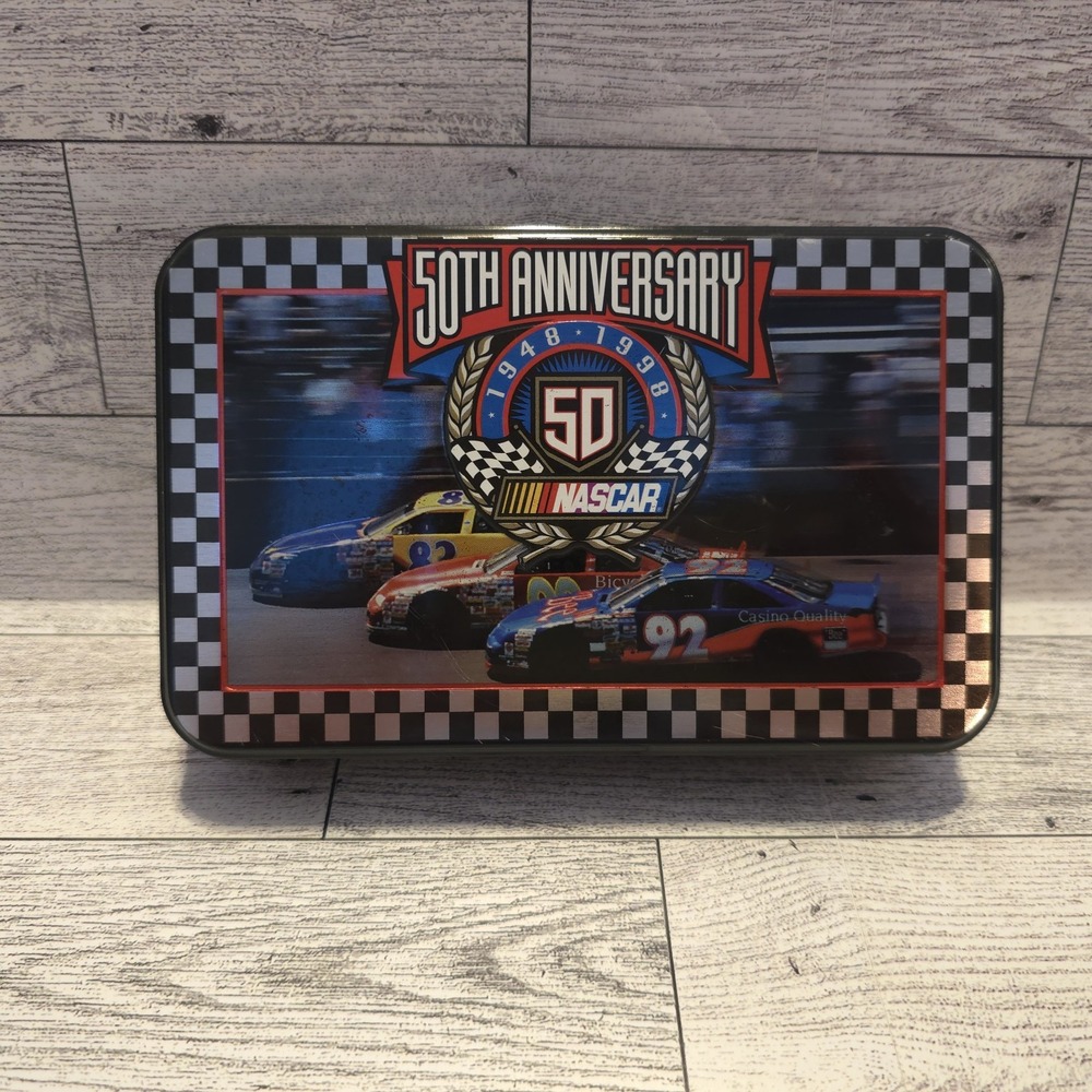 NASCAR 50th Anniversary Playing Cards 2 Sealed Decks Collectible Tin NEW‎ 1998
